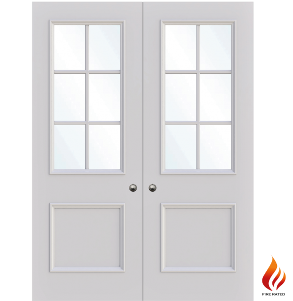 FD30 Fire Resistant Internal Double Glass Doors 